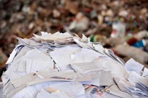 Skip delivery process at a construction site in Euston